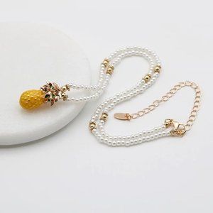 *50% OFF! Pineapple & Pearl necklace golden beaded pearls boho chic beach
